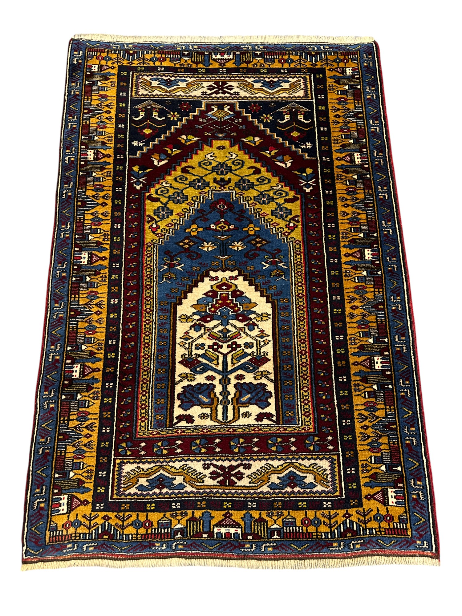 El Dokuma Sıfır Yahyalı Seccade 97x145 Kök Boya Yün Namazlık