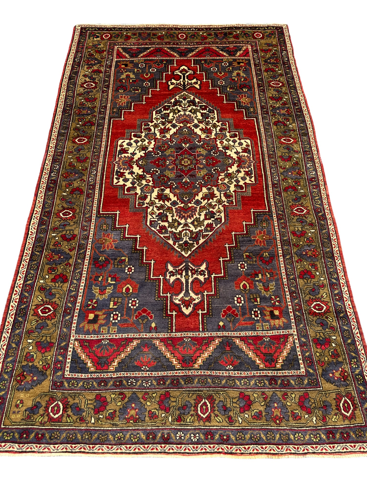 El Dokuma Antika Taşpınar Halısı 175x300 Kök Boya Salon Halısı