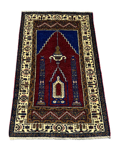 El Dokuma Sıfır Taşpınar Halısı 78x128 Lacivert Kök Boya Namazlık